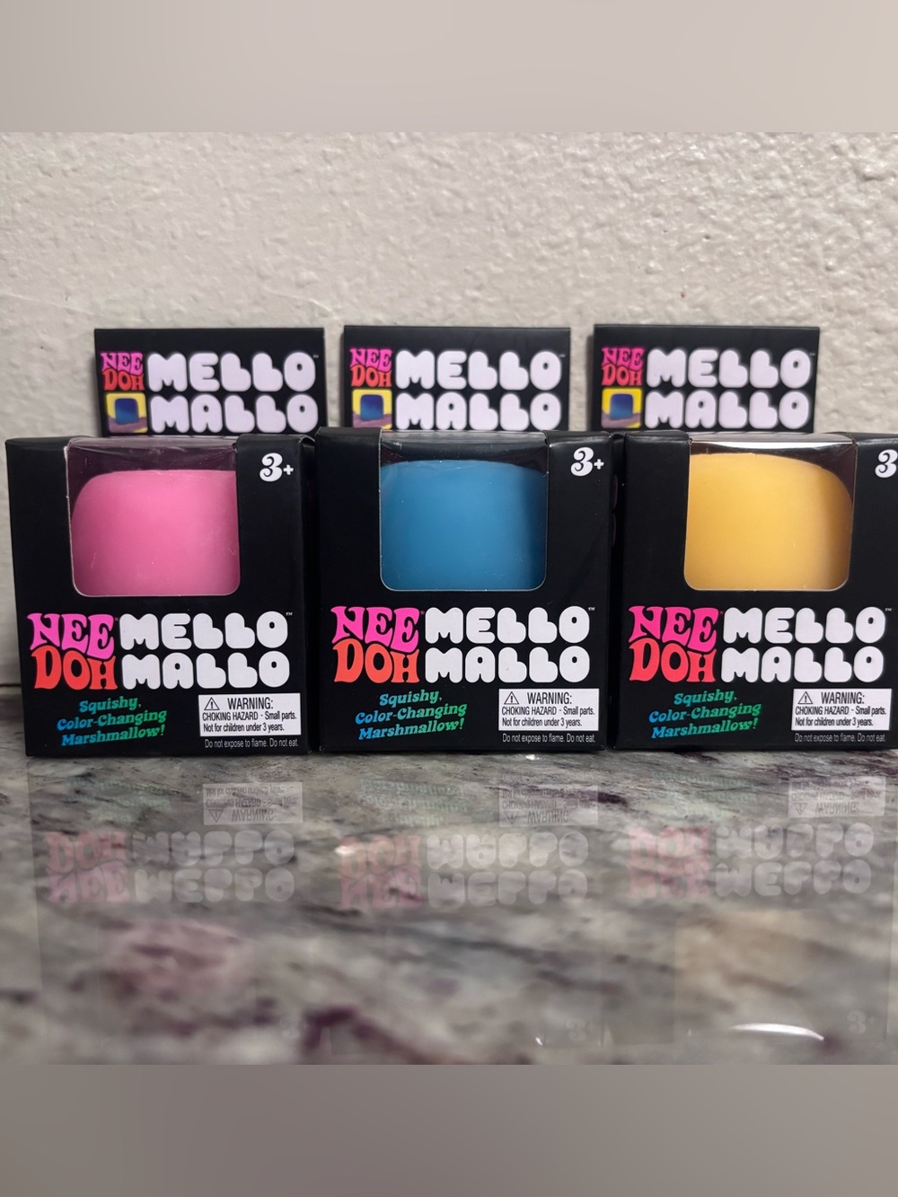 3 Needoh Color Changing Mello Mallo Marshmellow Squishies
